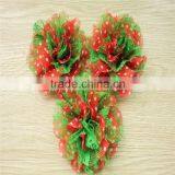 Red With White Dots Chiffon & Lace Flower- 3.75" Chiffon and Lace Flower-hair Accessories