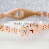 Fashion Titanium Steel Zircon Rose Gold Bangles Butterfly Daisy Bracelet thumbnail-6