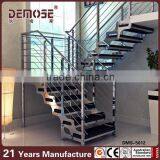 L-shaped Carbon Steel Plate Wood Staircase