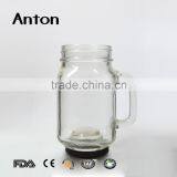 18oz China Made Glass Mason Jar Wholesale Drinking Glass Mason Jar Mug With Straws and Lid Clear Glass Mason Bottles thumbnail-1