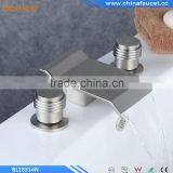 Contemporary Waterfall Stainless Steel Two Handles Three Holes Bathroom Waterfall Basin Mixer Vessel Faucet Taps Bathtub Faucet thumbnail-5