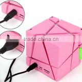 3D Qone Portable magic cube Mini Bluetooth Speaker LED 3W Stereo Audio Mp3 Player Subwoofer Speakers Built-in 500mAh Battery