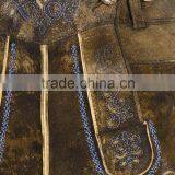 Herren Trachten Lederhose Bundhose Kurz Mit Tragern Aus Rindveloursleder in Hellbraun thumbnail-3