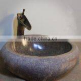 Natural Bathroom Cobble Stone Pedestal Basin thumbnail-2