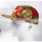 Screen Print 5 Panel Flat Brim Peaked Caps With Leather Belt And Logo thumbnail-1