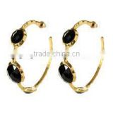2014 hot sale gold tone brass hoop earrings with resin stone