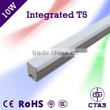 Jiangmen factory 10W 6500K all plastic T5 Integrated Tube, AC85-265V, Non Isolated Driver t5 led tube