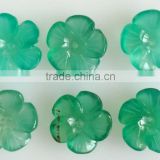 Natural onyx chalcedony carving green hand carved flower lot loose semi precious gemstones