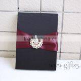 Graceful Black Silk Wedding Packaging Box for Invitation Cards thumbnail-3
