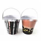Round transparent tin pail with lid