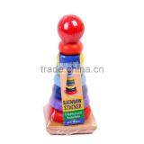 Wood Toy Montessori Piling Ring Rainbow Tower Tumbler Stacker Stack Up Kids Child Baby Classic Educational Toy thumbnail-3