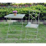 Antique Green Square Table Patio Set Folding Iron Metal Garden Furniture Coffe Bistro Set thumbnail-1