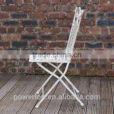 Antique Cream Wrought Iron Durable Folding Patio Chair thumbnail-3