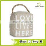 Store More Letter Print Canvas Beige Door Stop With Polyester Rope thumbnail-1