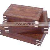 Wood Storage Box, Wooden Carved & Brassinlay Decorative Box, Decorative Storage Box, Wooden Storage Box thumbnail-1