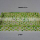 Rectangular Tray with green cut work mosaic, colours size can be customized