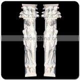 Mother and Children Statue Pillars Figurative Building Marble Pillar