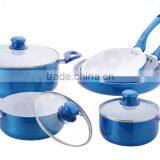 9pcs Cookware in Aluminum With White Ceramic Nonstick Coating