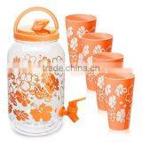 Outdoor Colorful Printing 1 Gallon Plastic Water Dispenser w/ Valve - 4 Extra Cups thumbnail-6