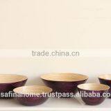 Round Purple Colored Lacquer Baboo Salad Bowl thumbnail-1