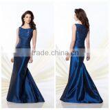 Navy Blue Long Lace Scoop Neckline Sexy Night Dress for Women thumbnail-1