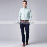Men's Stripe Long Sleeve Cotton and Linen Light Blue Shirt thumbnail-3