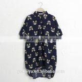 Fashion New Design CVC Cat Print Long Sleeve Soft and Long Fit Casual Women Blouse Hot Sell thumbnail-1