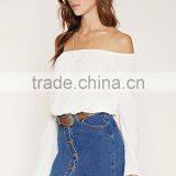 2016 Shandao New Arrival Plain Dyed Cotton Summer Fashion off Shouder Long Sleeve Design Skirts and Blouse thumbnail-4