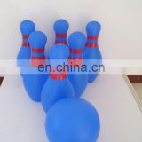 Inflatable bowling pins in blue