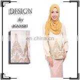 2016 latest long sleeve blouse fashion designs muslim lady lace blouse