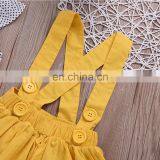 Spot Pattern Top With Plain Color Gallus Dress and Headband 3pcs Girls Suit Wholesale Price thumbnail-5