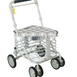 Steel old man shopping cart foldable removeable with seat and brake
