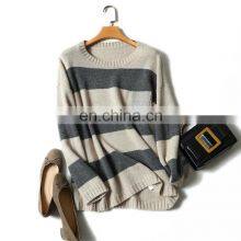 Striped Oversize Pullover Fall Winter Warm Cashmere Wool Sweaters for Women thumbnail-1