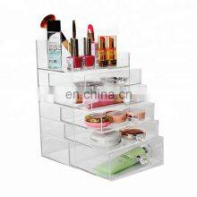 Cosmetic Organizer Clear Acrylic Makeup Storage Box 5 Drawers Brush Holder