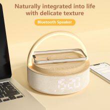 High Quality 15W Fast Wireless Charging Station Portable Bluetooth Speaker Alarm Clock With Table Lamp thumbnail-5