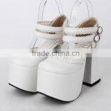 Fashion White ladies Pumps Shoes Synthetic Leather Cosplay Gothic Lolita high heel Shoes