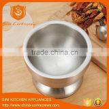 Stainless Steel Garlic Pugging Pot Garlic Pounder Crusher Mortar and Pestle Pedestal Bowl thumbnail-4