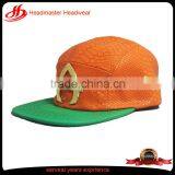 Custom Gold Metal Plate 5 Panel Hat Orange Crocodile Leather Watermelon Snapback Hats thumbnail-1