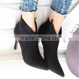 Black Suede New York Fashion Pencil Heel China Woman Low Heel Suede Boot thumbnail-2