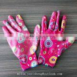 Cheap 13 Gauge Flower Printed Nitrile Coated Polyester Safety Gloves thumbnail-1