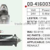 Renault Starter motor Lester 17168 Bosch 0-001-410-062 Wai 50-9115 HC Parts CS565 Woodauto STR22042