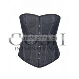 Overbust corset in black jeans cotton Ci-1003