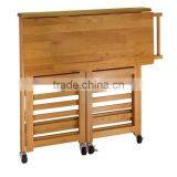100% Eco-friendly Bamboo Utility Food Cart Foldable Kitchen Cart With Knife Block Kitchen Trolley thumbnail-2