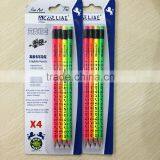 Standard Size Round Shape Neon Color Body Soft Wood Blister Card HB Pencil With Heat Rolling Logo thumbnail-2