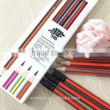 Standard Size Hexagonal Shape Neon Orange and Silver Striped Special Graphite Wood Pencil Sharpened With Eraser thumbnail-2