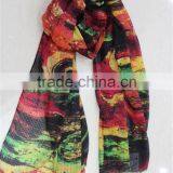 In Stock Polyester Abstract Painting Printed Scarf