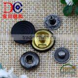 15mm Oeko- Tex Pass Black Custom Logo Metal Snap Button for Leather