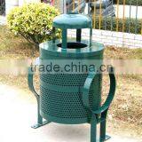 Powder Coated Metal Outdoor Dustbin With Ashtray thumbnail-1