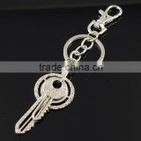 Fashion key chain with key pendant zinc cz stones