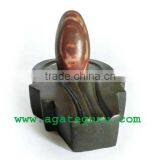 Narmada Shiva Lingam With Black Stone Base : Wholesale Gemstone Narmada Shiva Lingam thumbnail-1